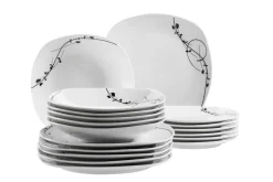 Geschirrsets|Die moderne Hausfrau Tellerset, Porzellan Londra 6 x Speiseteller, 6 x Suppenteller, 6 x Dessertteller