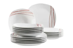 Geschirrsets|Die moderne Hausfrau Tellerset, Porzellan Sencilla 6 x Speiseteller, 6 x Suppenteller, 6 x Dessertteller