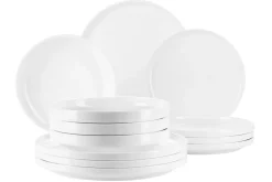 Geschirrsets|Die moderne Hausfrau Tellerset, Porzellan Vada Weiß