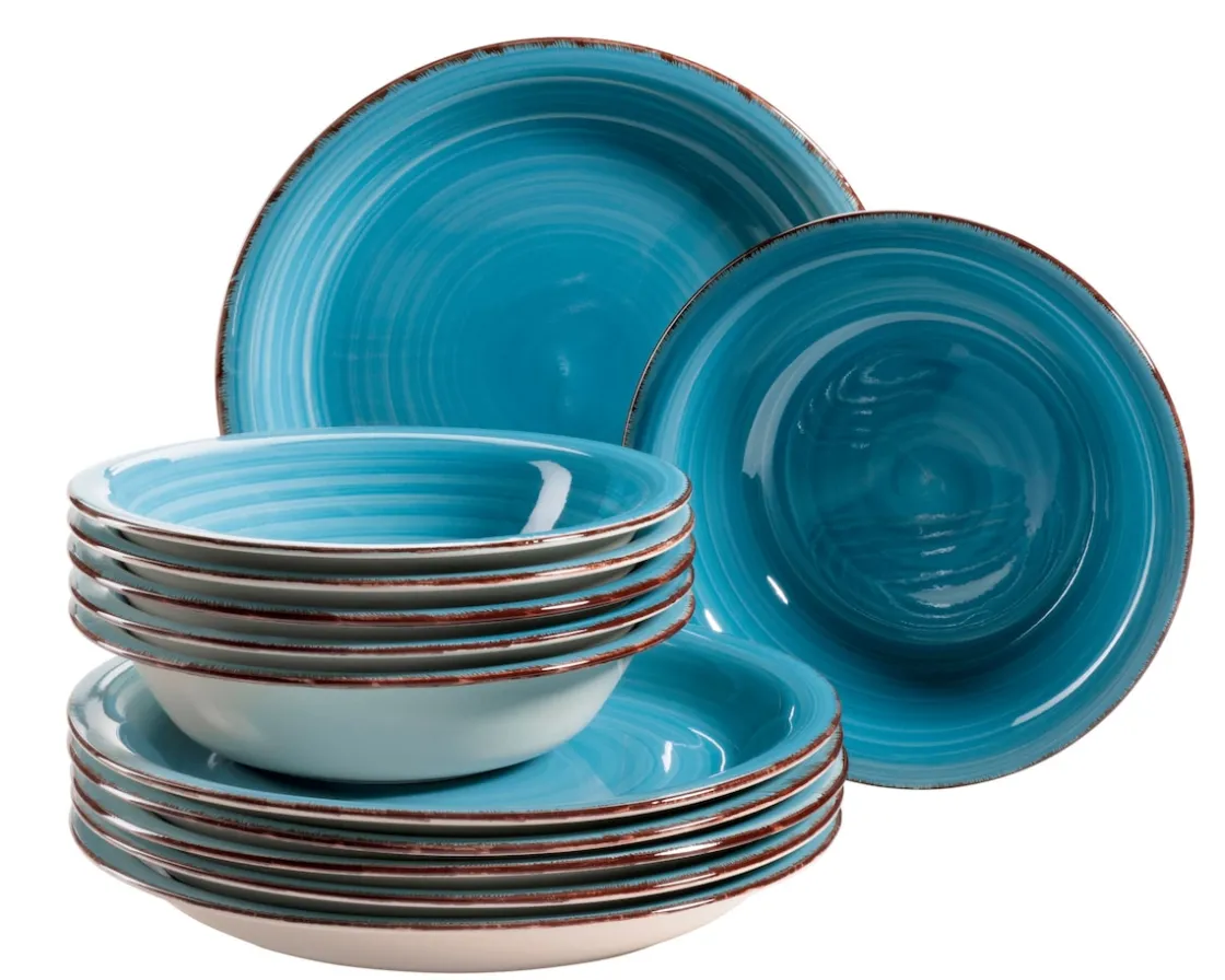 Geschirrsets|Die moderne Hausfrau Teller-Set, Steingut Lumaca Dunkelblau