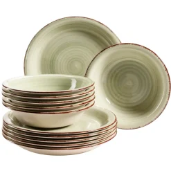 Geschirrsets|Die moderne Hausfrau Teller-Set, Steingut Lumaca Olivgrün