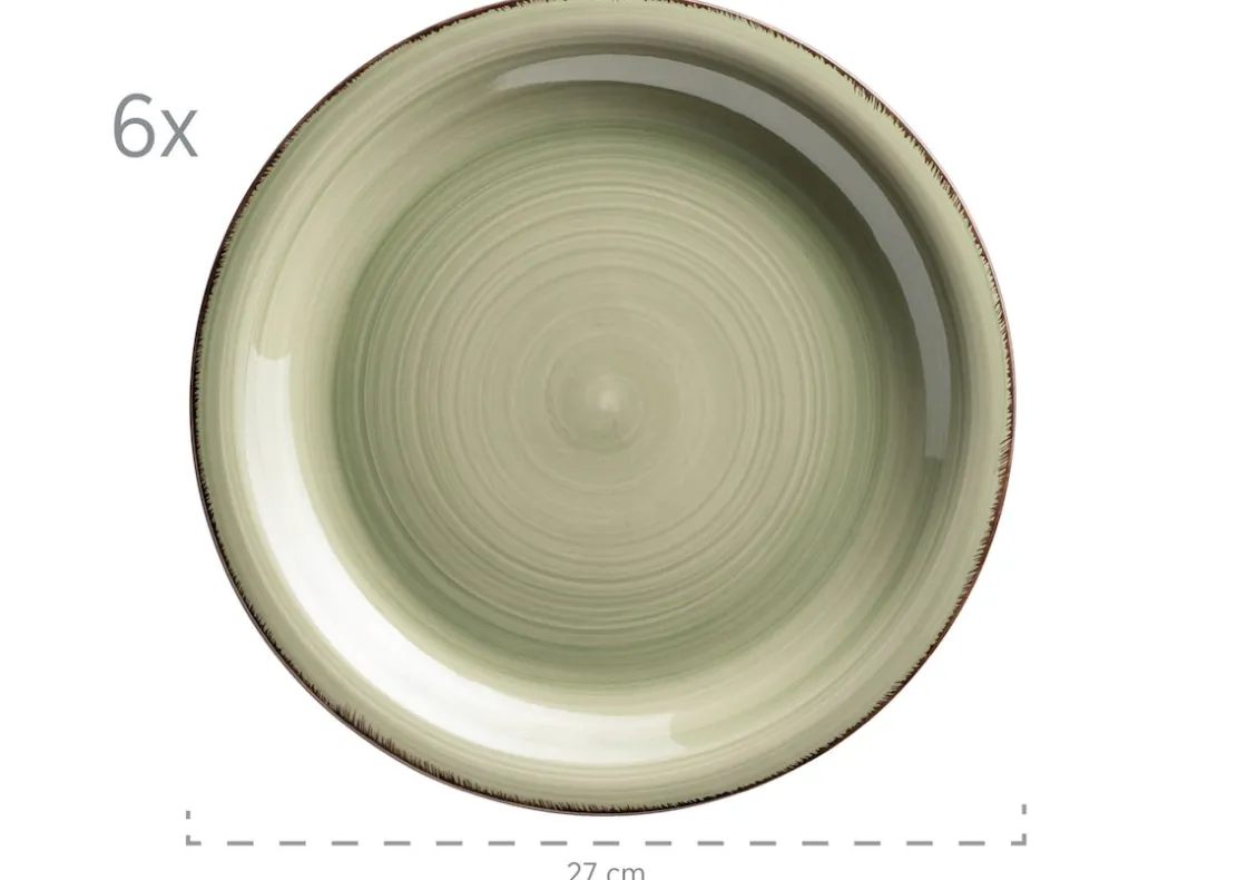 Geschirrsets|Die moderne Hausfrau Teller-Set, Steingut Lumaca Olivgrün