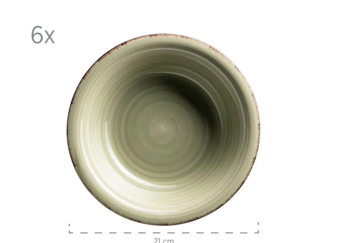 Geschirrsets|Die moderne Hausfrau Teller-Set, Steingut Lumaca Olivgrün