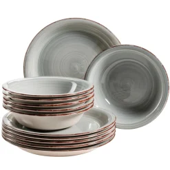 Geschirrsets|Die moderne Hausfrau Teller-Set, Steingut Lumaca Rauchblau