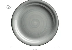 Geschirrsets|Die moderne Hausfrau Teller-Set, Steingut Lumaca Rauchblau
