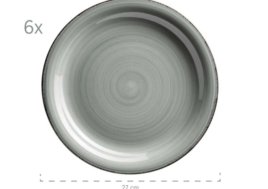 Geschirrsets|Die moderne Hausfrau Teller-Set, Steingut Lumaca Rauchblau