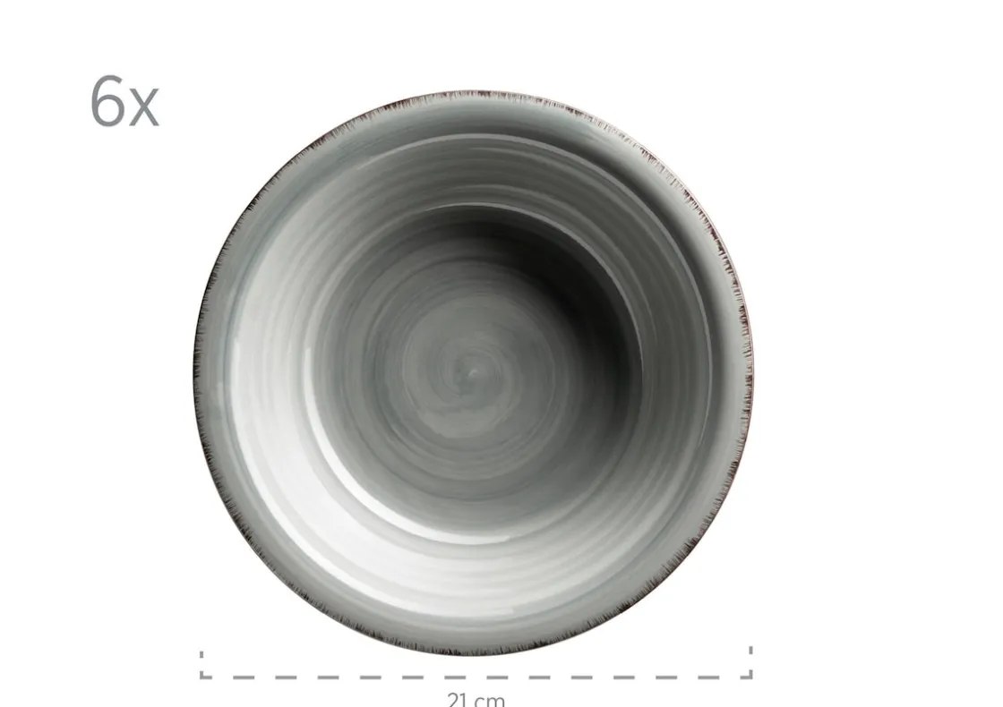 Geschirrsets|Die moderne Hausfrau Teller-Set, Steingut Lumaca Rauchblau