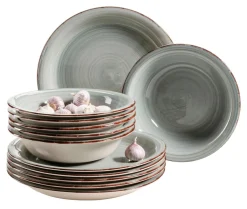 Geschirrsets|Die moderne Hausfrau Teller-Set, Steingut Lumaca Rauchblau