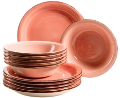Geschirrsets|Die moderne Hausfrau Teller-Set, Steingut Lumaca Koralle