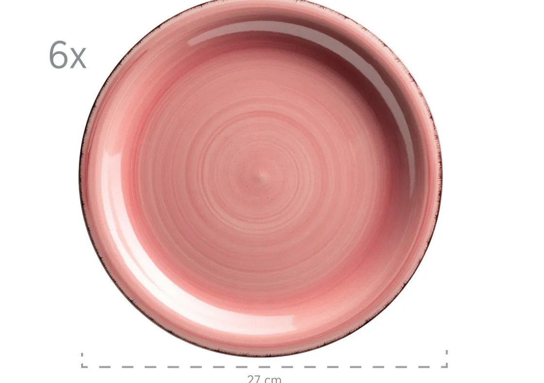 Geschirrsets|Die moderne Hausfrau Teller-Set, Steingut Lumaca Koralle