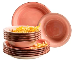 Geschirrsets|Die moderne Hausfrau Teller-Set, Steingut Lumaca Koralle