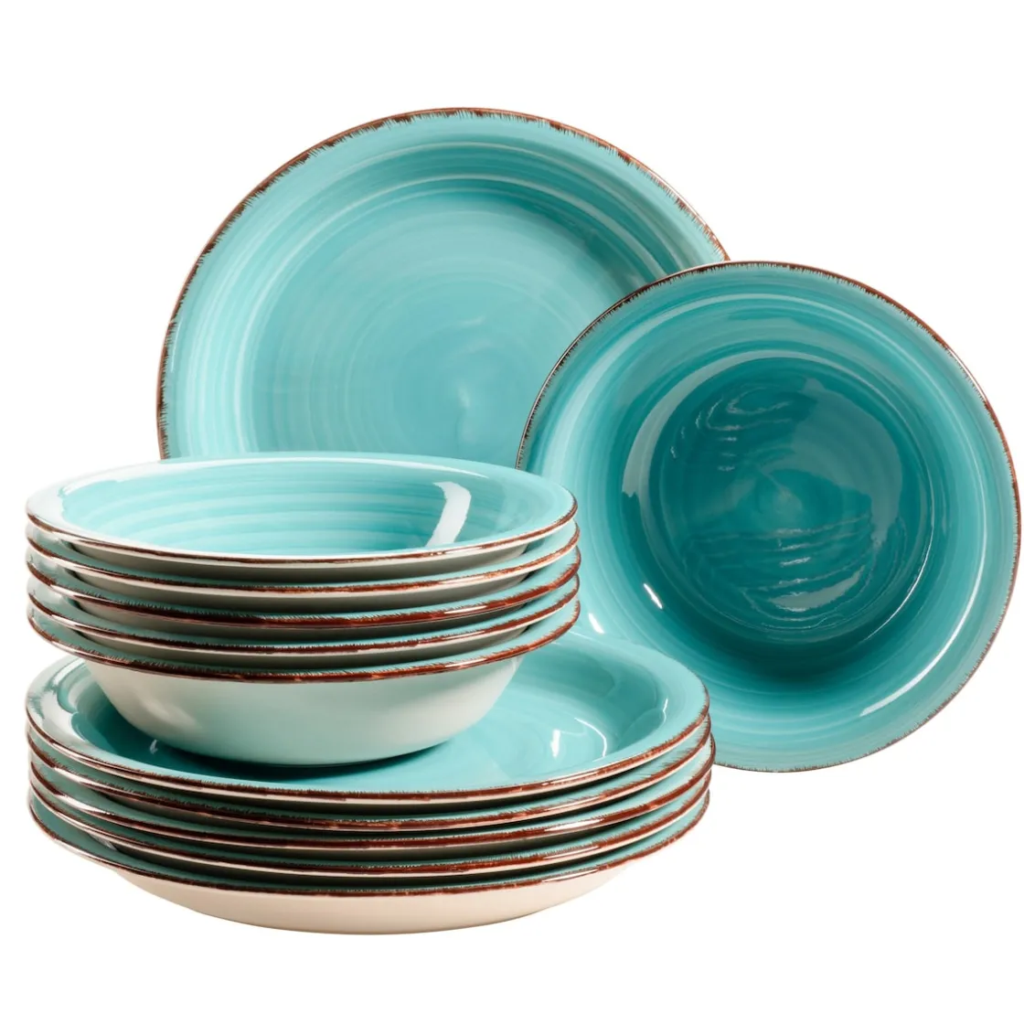 Geschirrsets|Die moderne Hausfrau Teller-Set, Steingut Lumaca Laguna