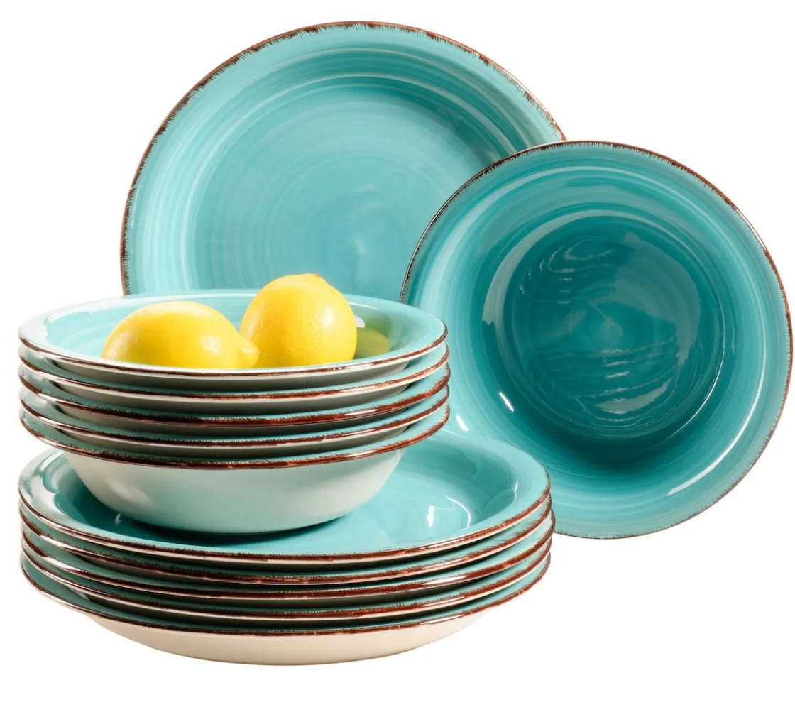 Geschirrsets|Die moderne Hausfrau Teller-Set, Steingut Lumaca Laguna