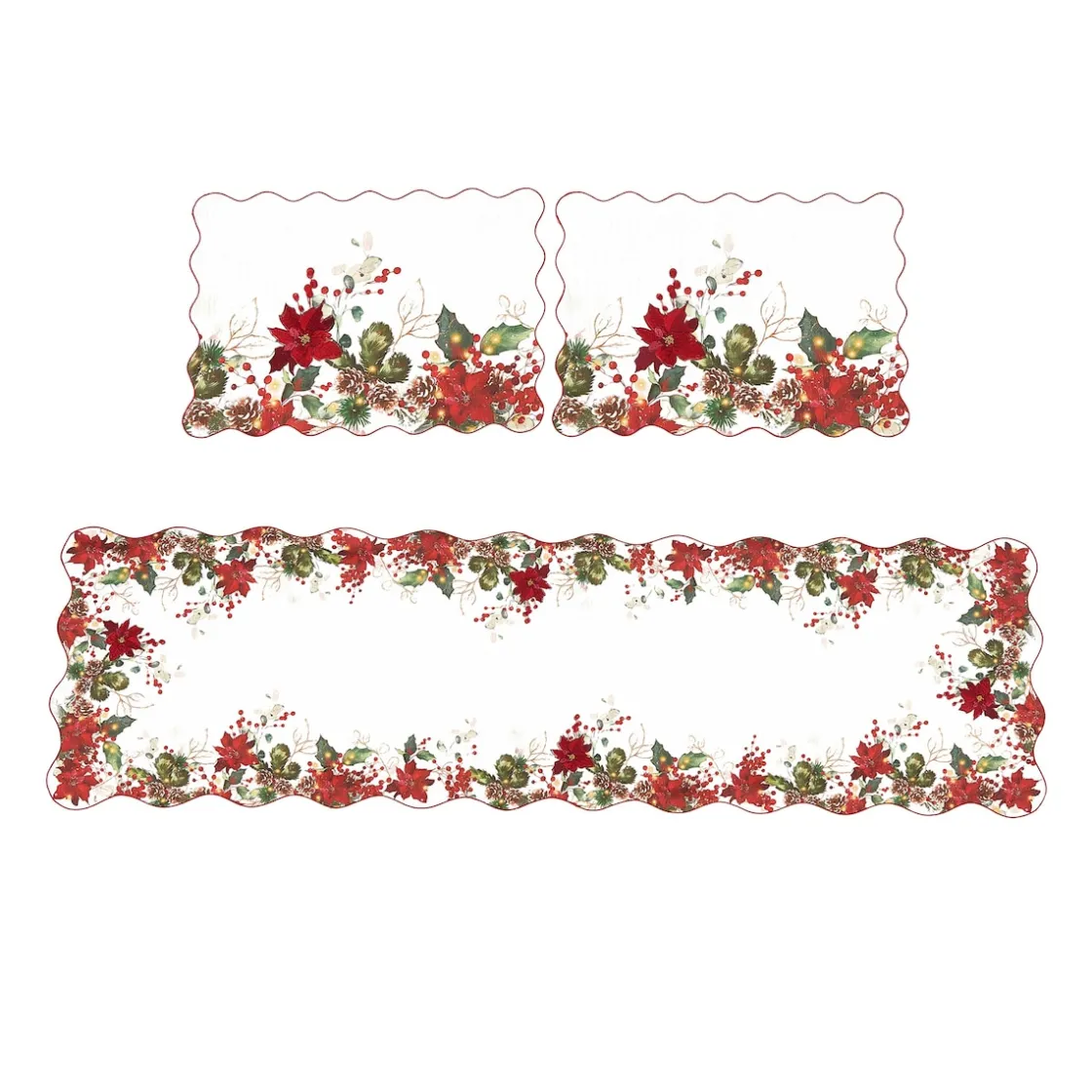 Weihnachtsdekoration·Weihnachtstischdecken|Tischdecken & -Läufer·Tischläufer|Die moderne Hausfrau Tischläufer, 140x40 cm & Platzset, 2 Stück „Weihnachtszauber“