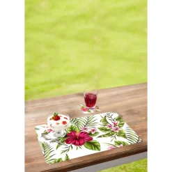 Die moderne Hausfrau Tischset "Paradies", 4 Stück + 4 Gratis 4 Untersetzer