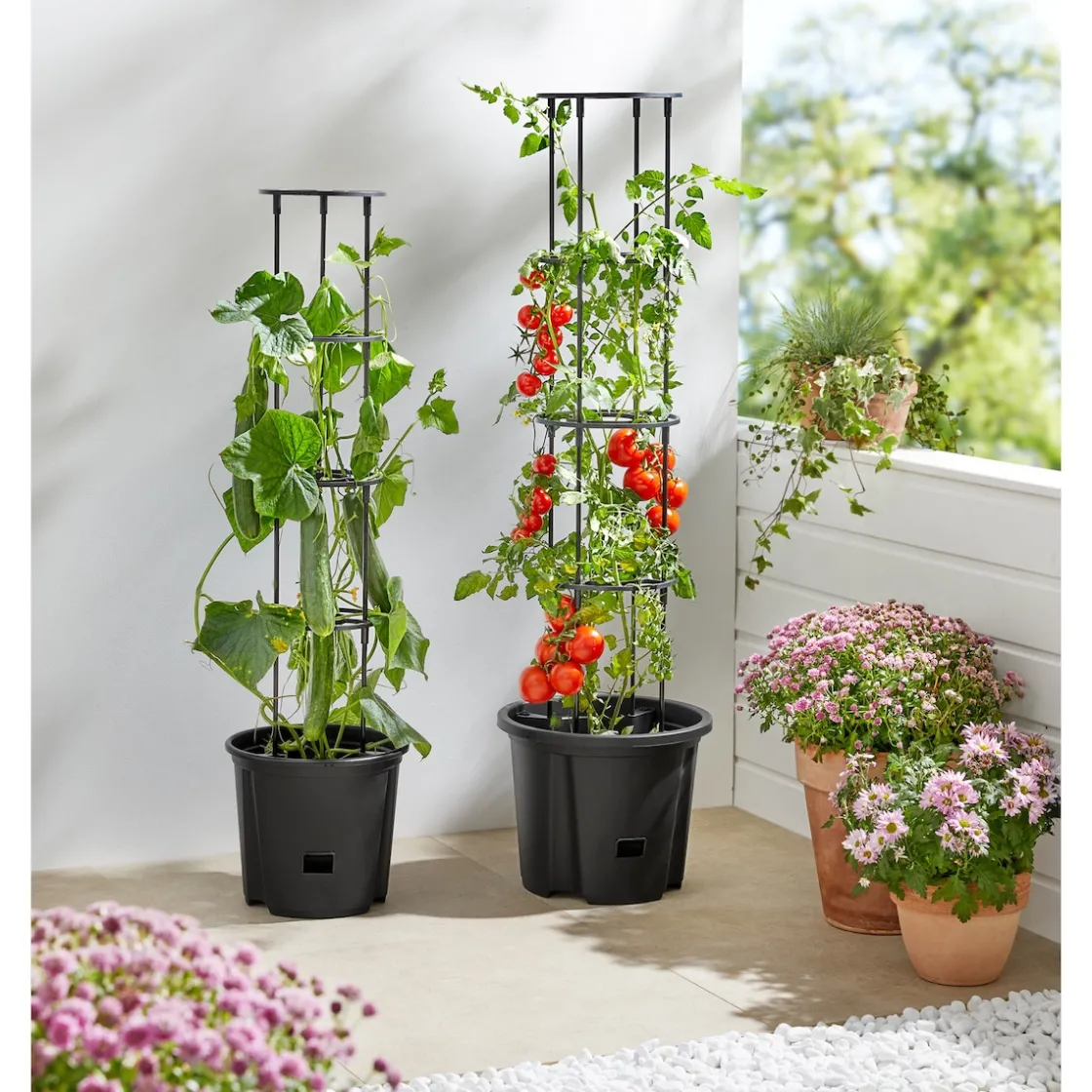 Gewächshäuser & Aufzuchthilfen|Die moderne Hausfrau Tomaten-Pflanztopf mit Rankhilfe L (ØxH): 35x128 cm
