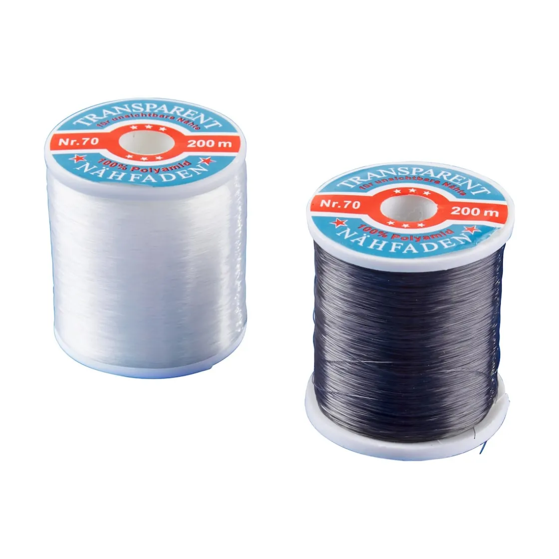 Nähzubehör|Die moderne Hausfrau Transparenter Nähfaden, 2 Stück je 200 m transparent/schwarz