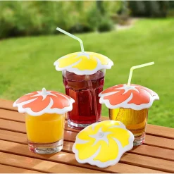 Geniale Küchenhelfer|Die moderne Hausfrau Trinkglas-Abdeckung "Blume", 4 Stück