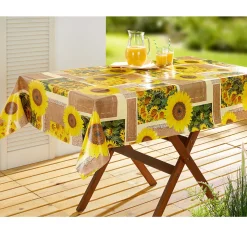 Outdoor Textilien·Outdoor Tischdecken|Die moderne Hausfrau Wachstuch-Tischdecke "Sonnenblumen" 160x130 cm