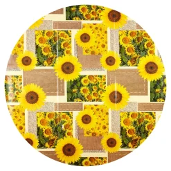Outdoor Textilien·Outdoor Tischdecken|Die moderne Hausfrau Wachstuch-Tischdecke "Sonnenblumen" Ø140 cm