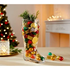 Gläser & Becher|Die moderne Hausfrau Weihnachtsstiefel-Glas personalisiert mit Namen, 500 ml