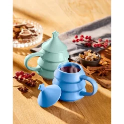 Tassen|Weihnachtsdekoration·Weitere Weihnachtsdeko|Die moderne Hausfrau Weihnachtstasse „Tannenbaum“ mit Deckel, 270 ml grün