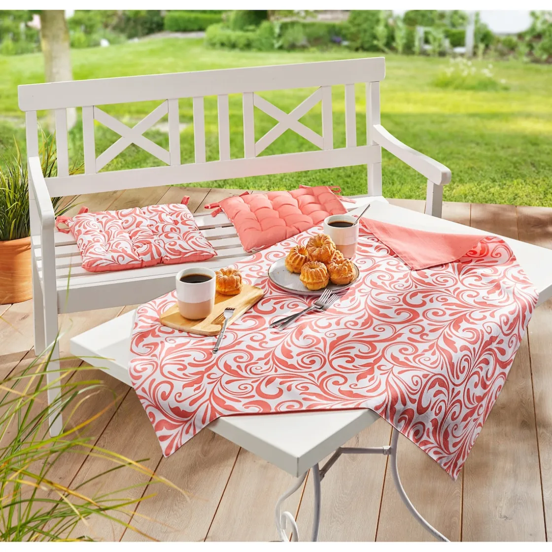 Outdoor Textilien·Outdoor Tischdecken|Die moderne Hausfrau Wendemitteldecke "Nizza", 85x85 cm