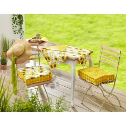 Outdoor Textilien·Outdoor Tischdecken|Die moderne Hausfrau Wende-Mitteldecke „Sonnenblume“, 85x85 cm
