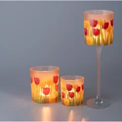 Leuchtdekoration·Kerzen & Teelichter|Die moderne Hausfrau Windlichter-Set „Tulpen“, 3-teilig