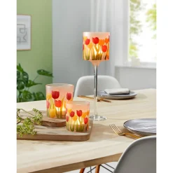Die moderne Hausfrau Windlichter-Set „Tulpen“, 3-teilig