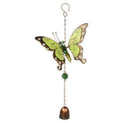 Gartenfiguren|Die moderne Hausfrau Windspiel „Schmetterling“ grün