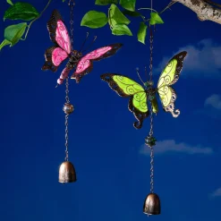 Gartenfiguren|Die moderne Hausfrau Windspiel „Schmetterling“ pink