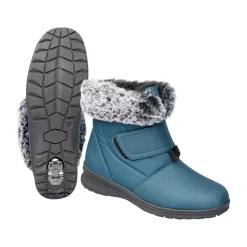 Stiefel|Schuhspikes|Die moderne Hausfrau Winterstiefelette mit Spikes & Klett „Monika“ petrol