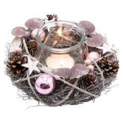 Herbstdekoration|Leuchtdekoration·Kerzen & Teelichter|Die moderne Hausfrau Winter-Windlicht „Rosa“