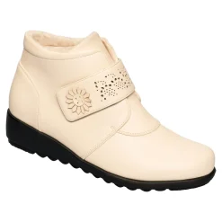 Stiefeletten|Die moderne Hausfrau ﻿Wärme-Klettstiefelette „Beatrice“ creme