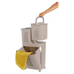 Wäschesammler|Badaccessoires ·Wäschesammler|Die moderne Hausfrau Wäschekorb-Organizer "3 in 1" taupe
