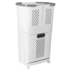 Wäschesammler|Badaccessoires ·Wäschesammler|Die moderne Hausfrau Wäschekorb-Organizer "3 in 1" weiß