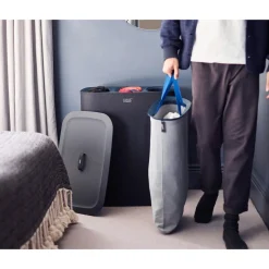 Wäschesammler|Badaccessoires ·Wäschesammler|Die moderne Hausfrau Wäschesammler, Wäschekorb Tota Trio mit Deckel, 3 Fächer, 90 l schwarz