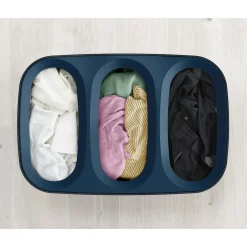 Wäschesammler|Badaccessoires ·Wäschesammler|Die moderne Hausfrau Wäschesammler, Wäschekorb Tota Trio mit Deckel, 3 Fächer, 90 l schwarz
