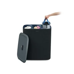 Wäschesammler|Badaccessoires ·Wäschesammler|Die moderne Hausfrau Wäschesammler, Wäschekorb Tota Trio mit Deckel, 3 Fächer, 90 l schwarz