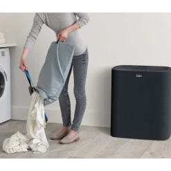 Wäschesammler|Badaccessoires ·Wäschesammler|Die moderne Hausfrau Wäschesammler, Wäschekorb Tota Trio mit Deckel, 3 Fächer, 90 l schwarz