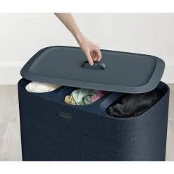 Wäschesammler|Badaccessoires ·Wäschesammler|Die moderne Hausfrau Wäschesammler, Wäschekorb Tota Trio mit Deckel, 3 Fächer, 90 l schwarz