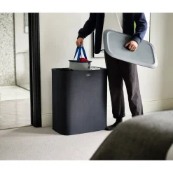 Wäschesammler|Badaccessoires ·Wäschesammler|Die moderne Hausfrau Wäschesammler, Wäschekorb Tota Trio mit Deckel, 3 Fächer, 90 l schwarz