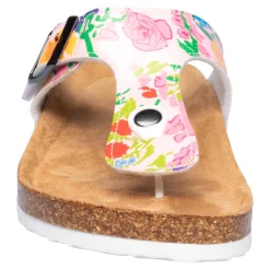 Pantoletten|Clogs & Pantoletten|Die moderne Hausfrau Zehen-Klettpantolette „Tropical“