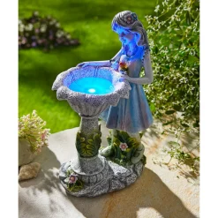 Gartendekoration ·Gartenfiguren|Gartendekoration ·Solarleuchten|Die moderne Hausfrau Zierbrunnen "﻿Brunnenmädchen"