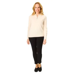 Shirts|Die moderne Hausfrau Zip-Pullover „Cashmerelike“ creme